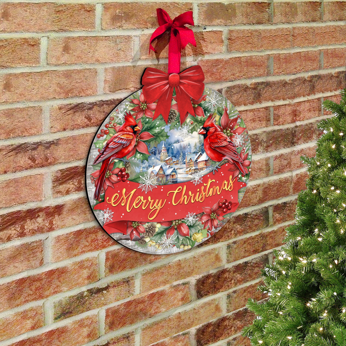 Merry Christmas & Cardinals Welcome Wreath