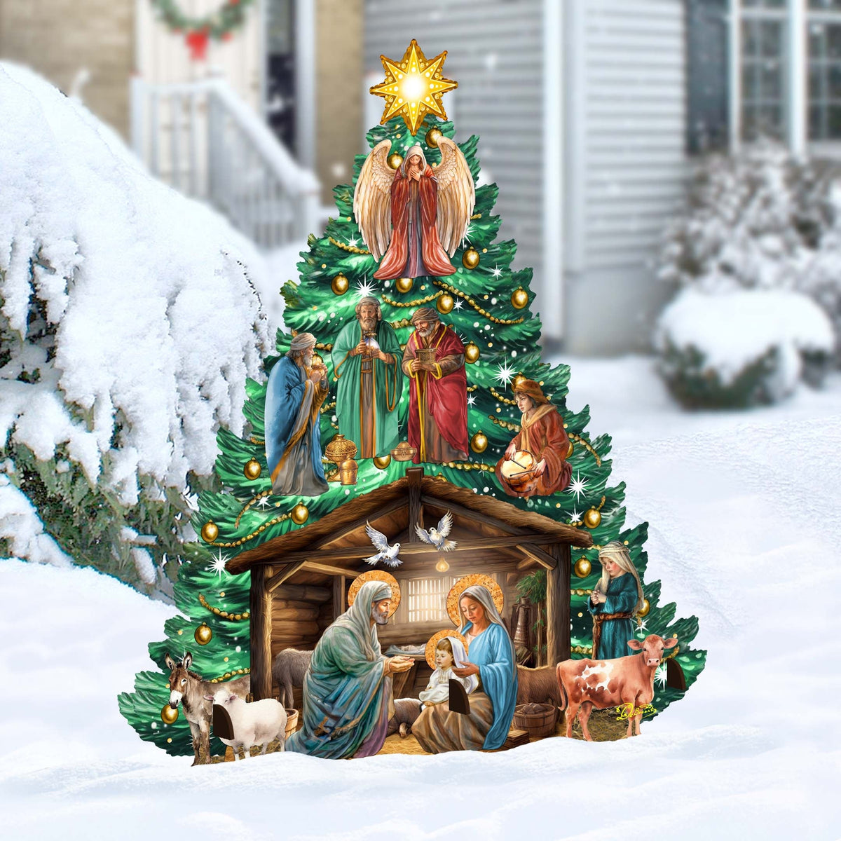 Nativity, Wise Men & Angel Christmas Tree Yard Decor