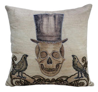 Skull Trick or Treat Halloween Embroidered Pillow: 20" x 20"