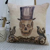 Skull Trick or Treat Halloween Embroidered Pillow: 20" x 20"