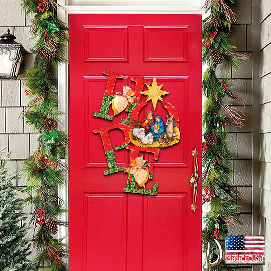 HOPE Nativity & Angels Christmas Door Hanger/Wall Art
