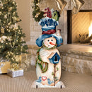 Blue & White Birdhouse Snowman Winter Outdoor Decor