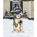 Blue & White Birdhouse Snowman Winter Outdoor Decor