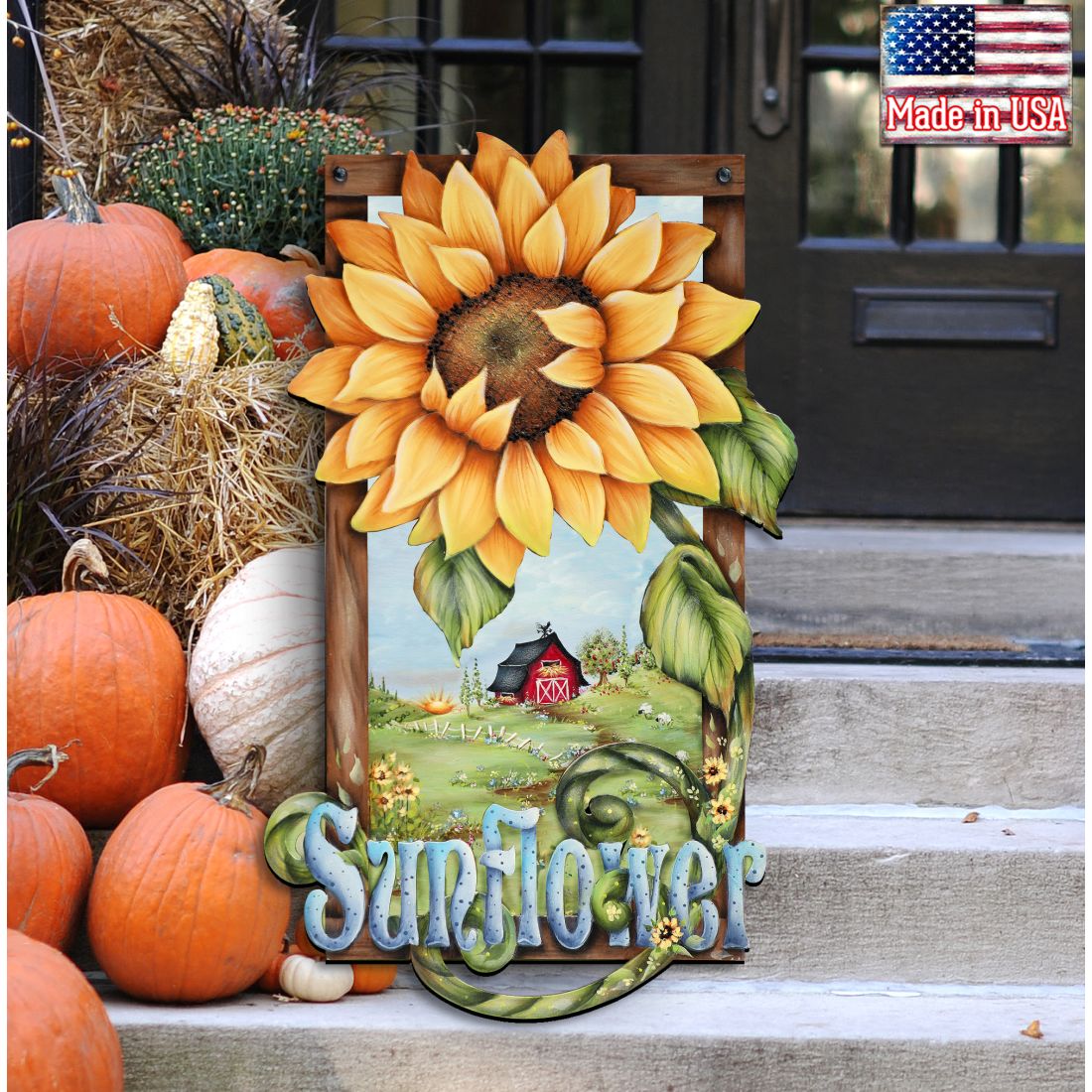 Sunflower Farms Fall Wood Door Sign