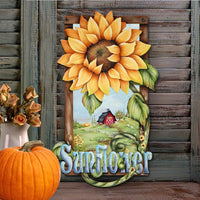 Sunflower Farms Fall Wood Door Sign