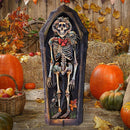 Skeleton Coffin Freestanding Wood Yard Decor