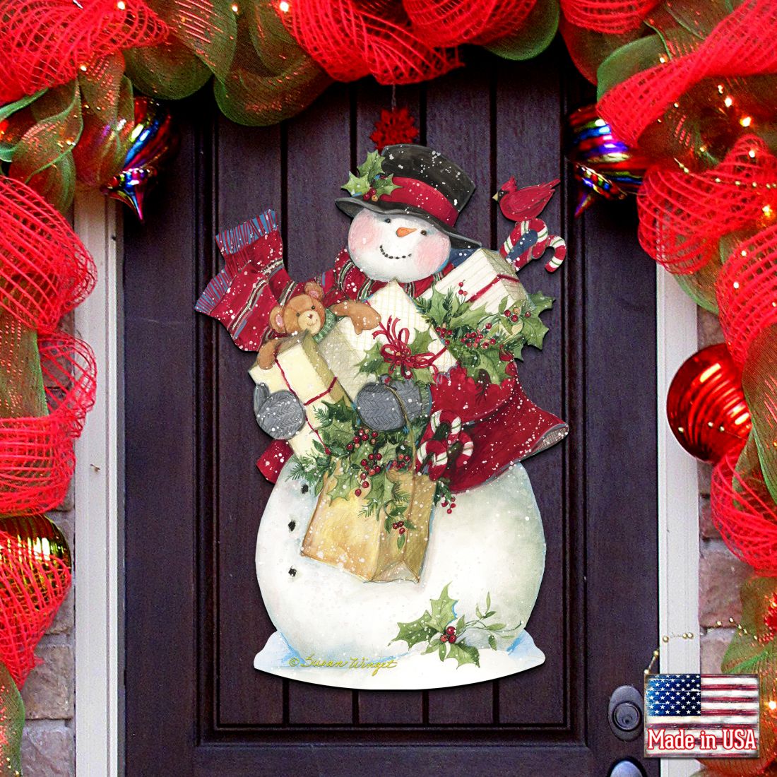 Farmhouse Snowman Door Hanger