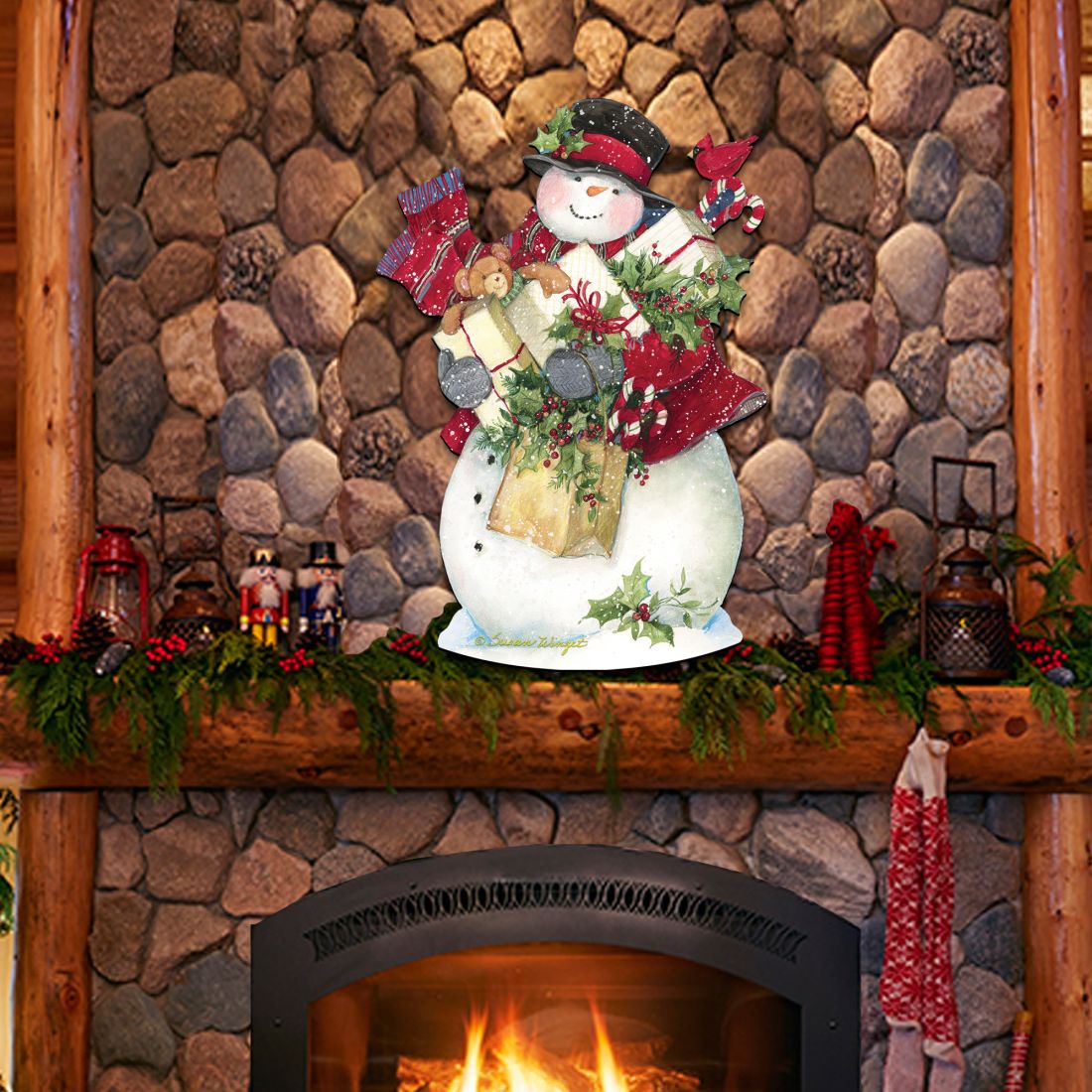 Farmhouse Snowman Door Hanger