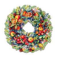 Summer Harvest Fruit Wreath Holiday Door Decor by G. Debrekht - Fall Halloween Decor - 8611071H