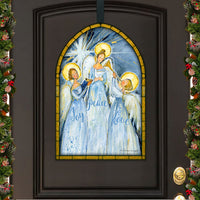 Joy, Peace & Love Angels Stained Glass Wood Door Hanger