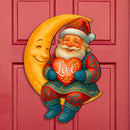 Santa on the Moon Love Christmas Door Hanger