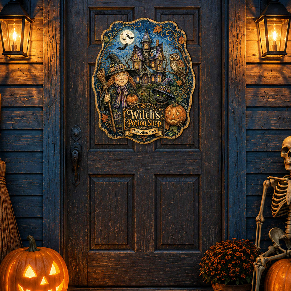 Witch’s Potion Shop Wood Front Door Art