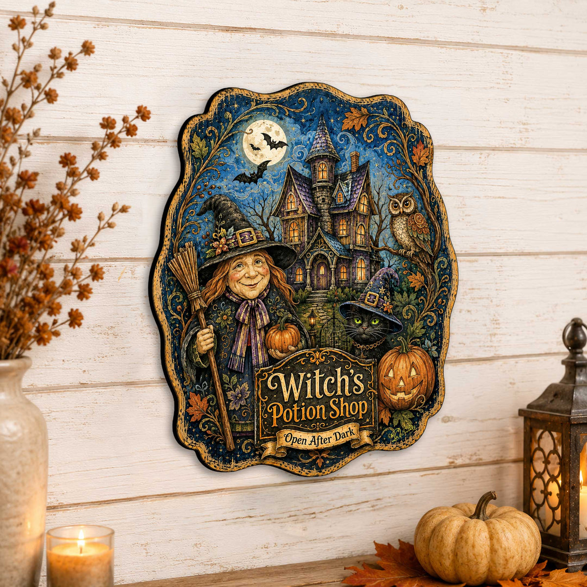 Witch’s Potion Shop Wood Front Door Art