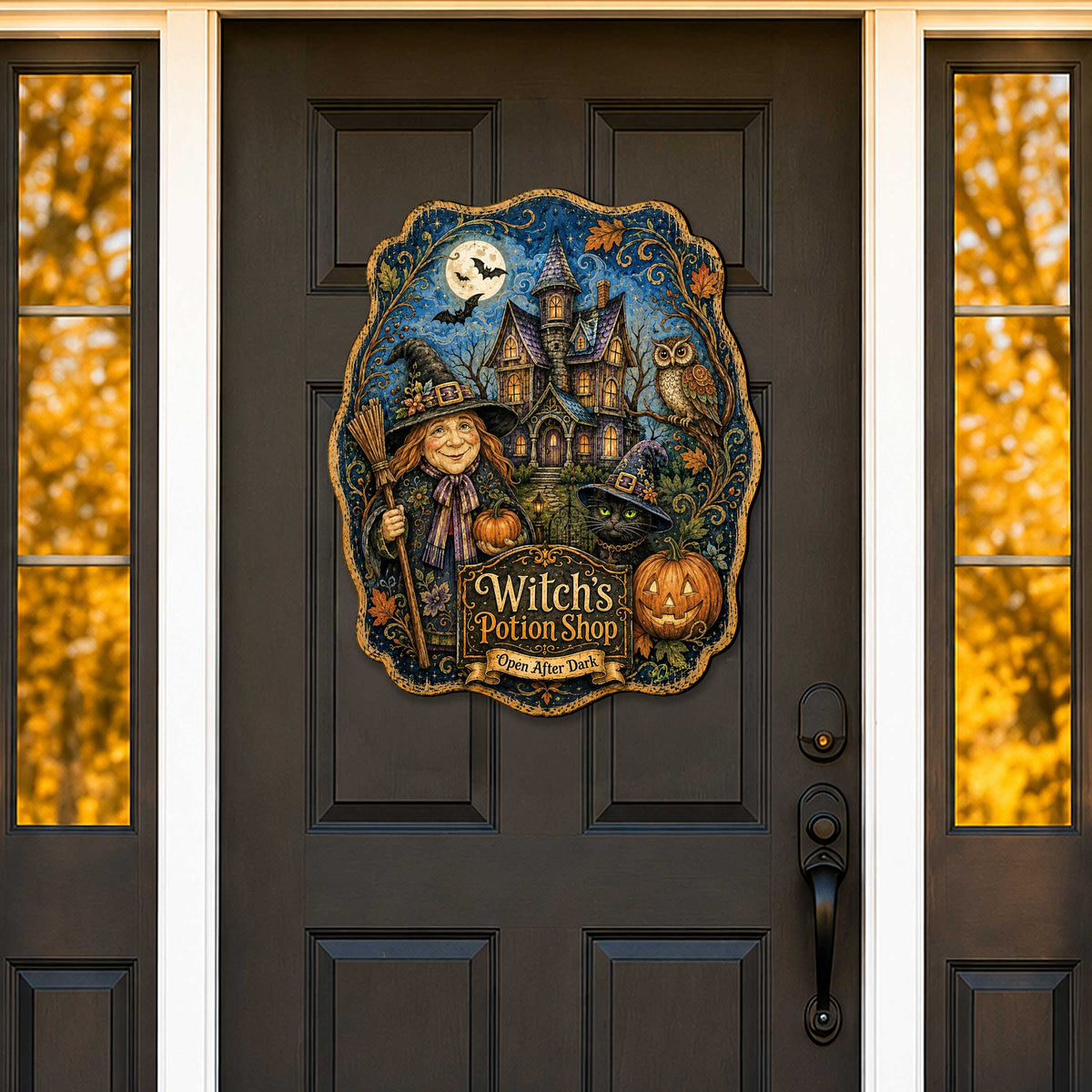 Witch’s Potion Shop Wood Front Door Art