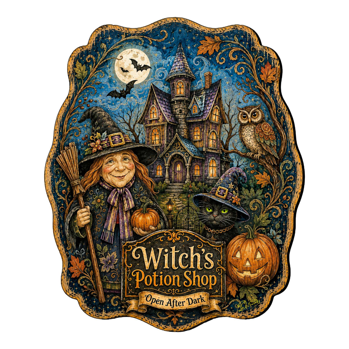 Witch’s Potion Shop Wood Front Door Art