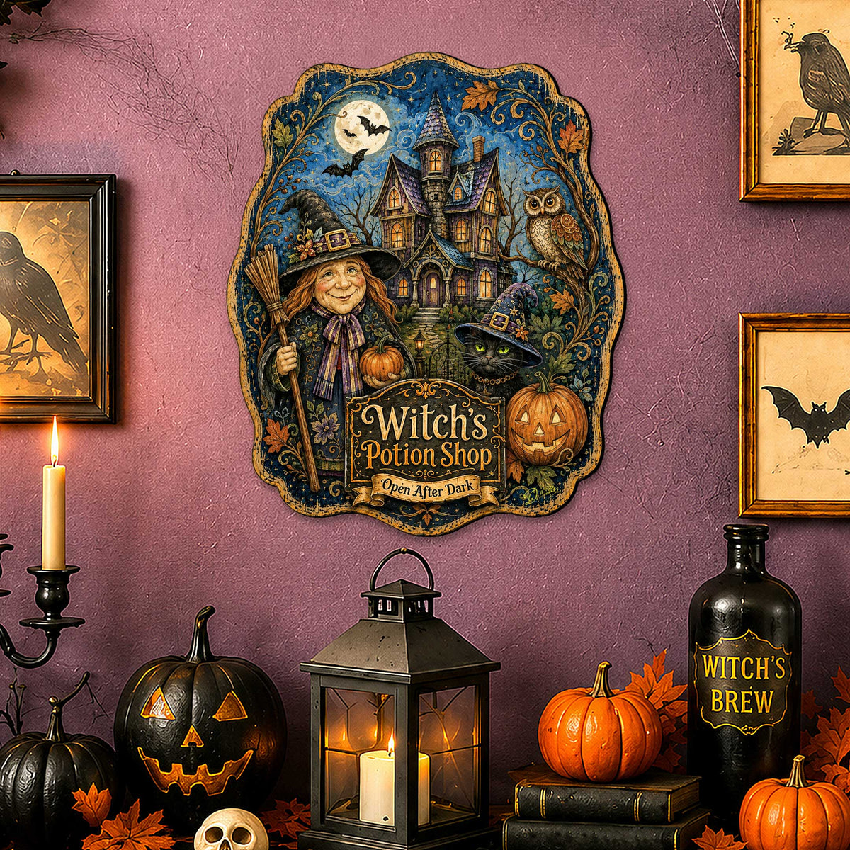 Witch’s Potion Shop Wood Front Door Art