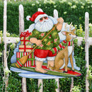Paddleboarding Santa, Reindeer & Presents Wood Art