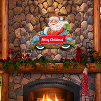 Merry Christmas Convertible Car Santa Door Decor