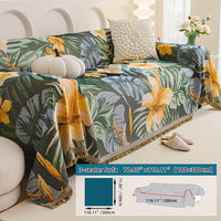 Boho Chic Double-sided Chenille Sofa Cover with Tassels - All-Season
