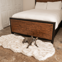 PupRug® Runner Faux Fur Memory Foam Dog Bed: Curve White with Brown Accents