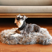 PupRug by Paw.com® Faux Fur Orthopedic Dog Bed: Curve Charcoal Grey
