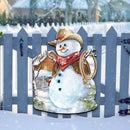 Country Western Snowman Winter Door Hanger