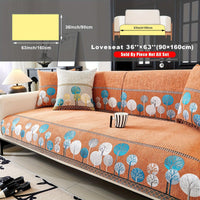 Pet Proof Couch Cover - Boho Chenille Sofa Cover with Tree Embroidery