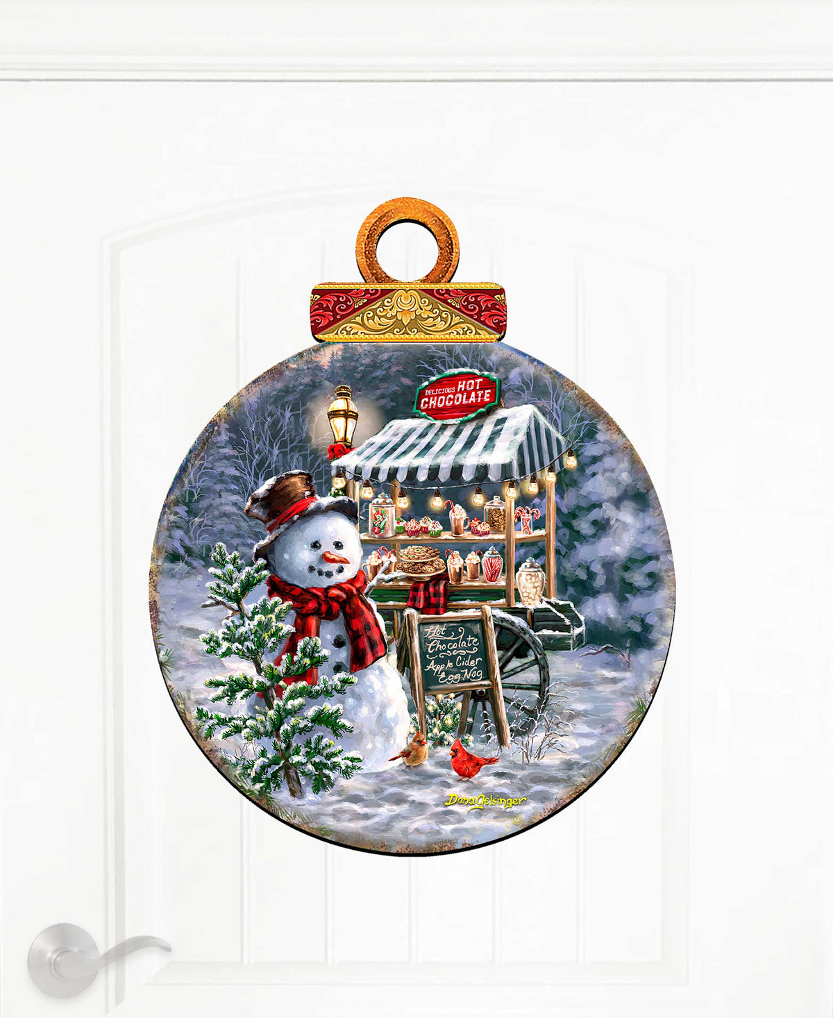 Hot Chocolate Snowman Winter Door Hanger