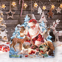 Old Saint Nick & Wildlife Friends Door Hanger Art