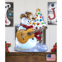 Cowboy Snowman Christmas Door Hanger