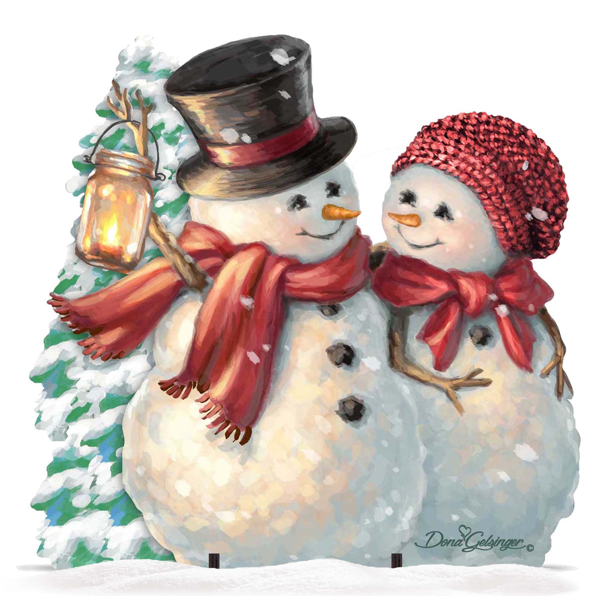 Vintage Snowman & Snowlady Lawn Art
