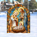 Church Stained Glass Style Nativity Outdoor Art