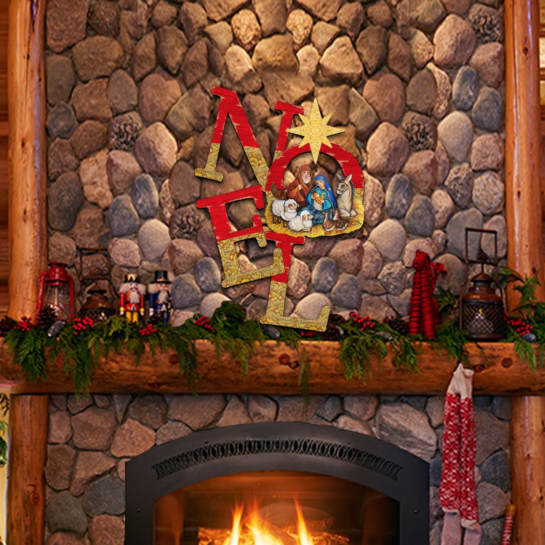 NOEL Nativity & Star of Bethlehem Door Hanger