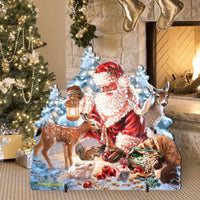 Old Saint Nick & Wildlife Friends Door Hanger Art