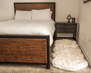 PupRug® Runner Faux Fur Memory Foam Dog Bed: Curve White with Brown Accents