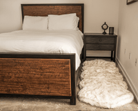 PupRug® Runner Faux Fur Memory Foam Dog Bed: Curve White with Brown Accents