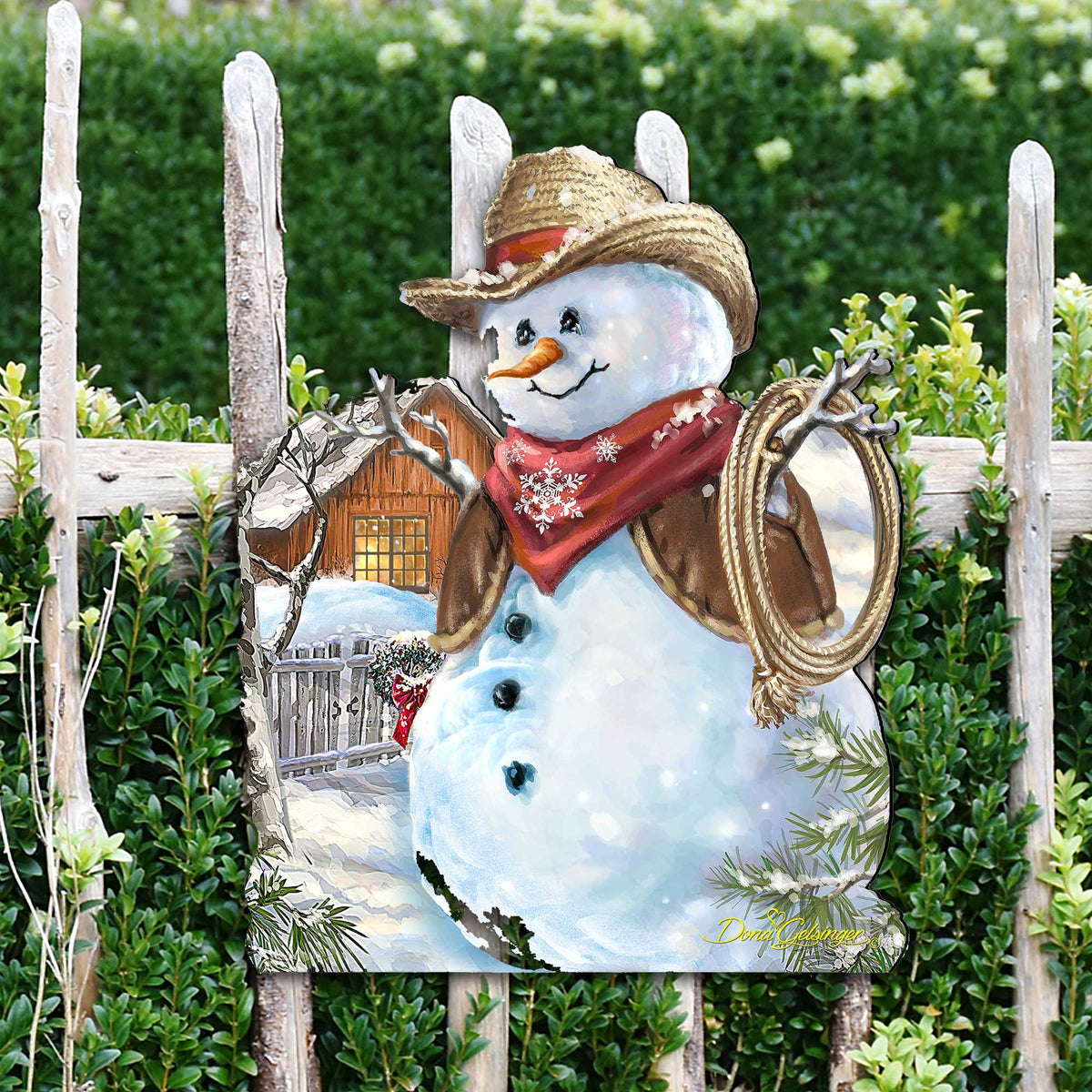 Country Western Snowman Winter Door Hanger