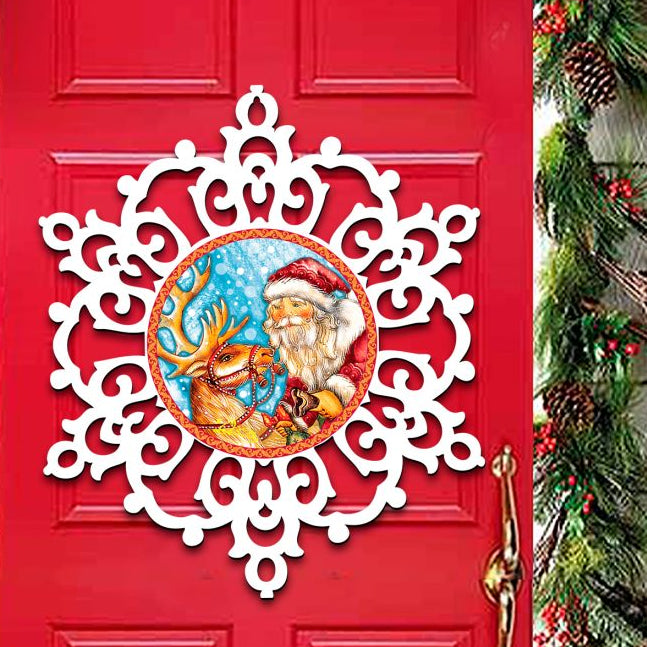 Snowflake Santa & Rudolph Reindeer Door Decor