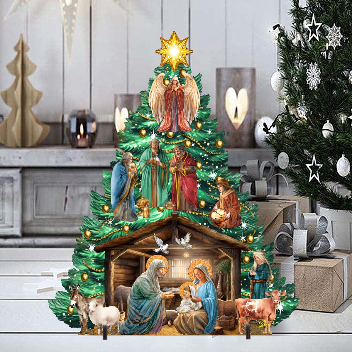 Nativity, Wise Men & Angel Christmas Tree Yard Decor