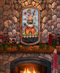 Cute Scarecrow Autumn Wood Door Art