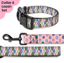 Argyle and Polka Dot Dog Collar & Leash