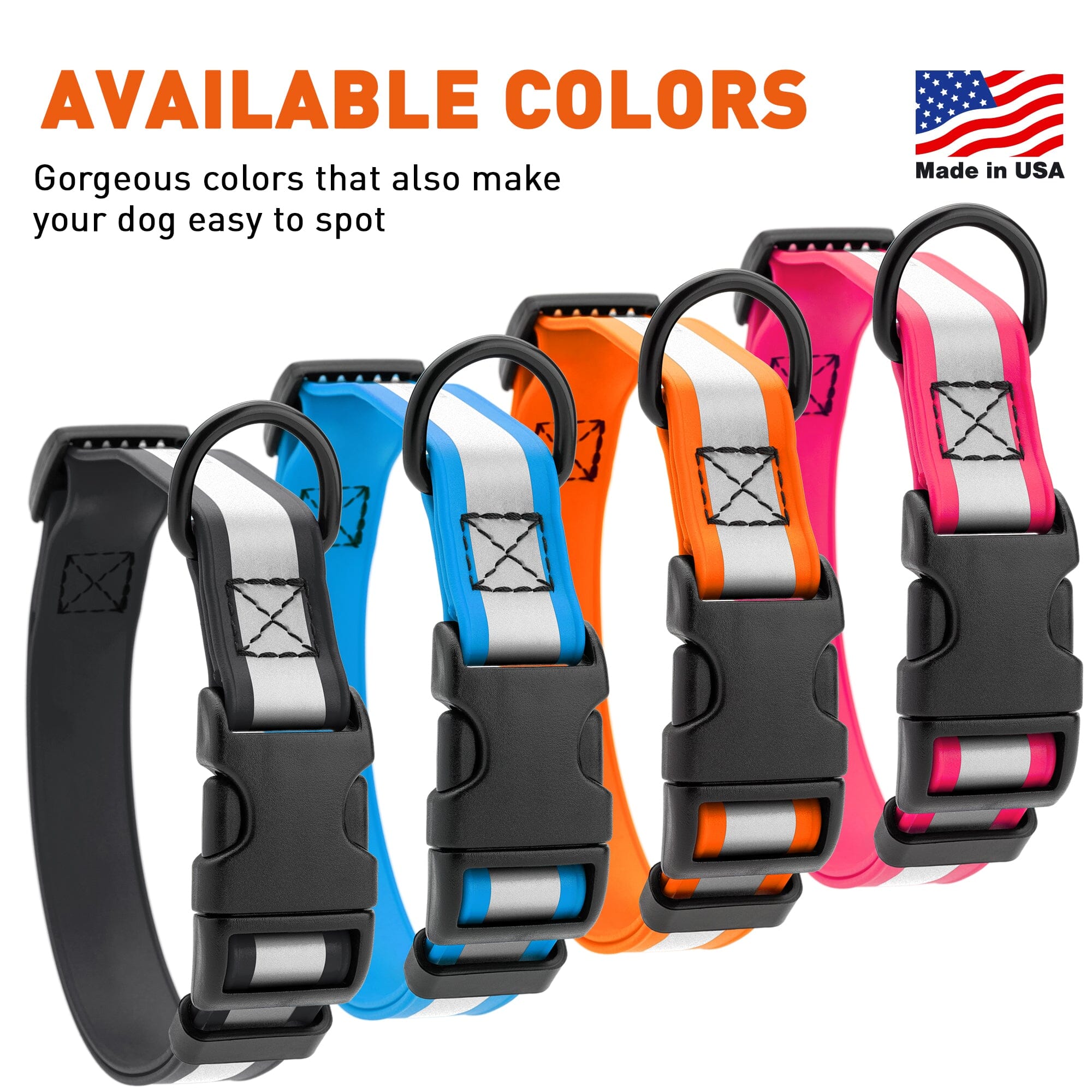Biothane Reflective Dog Collar - Quick Release Buckle
