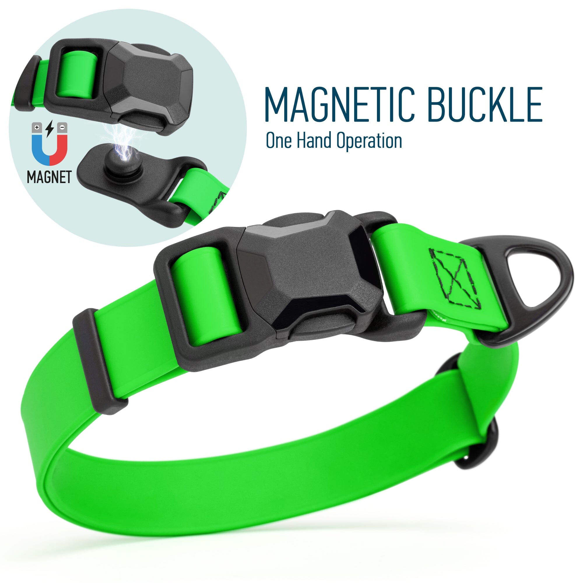 Biothane Waterproof Dog Collar - Magnetic Quick Release Buckle