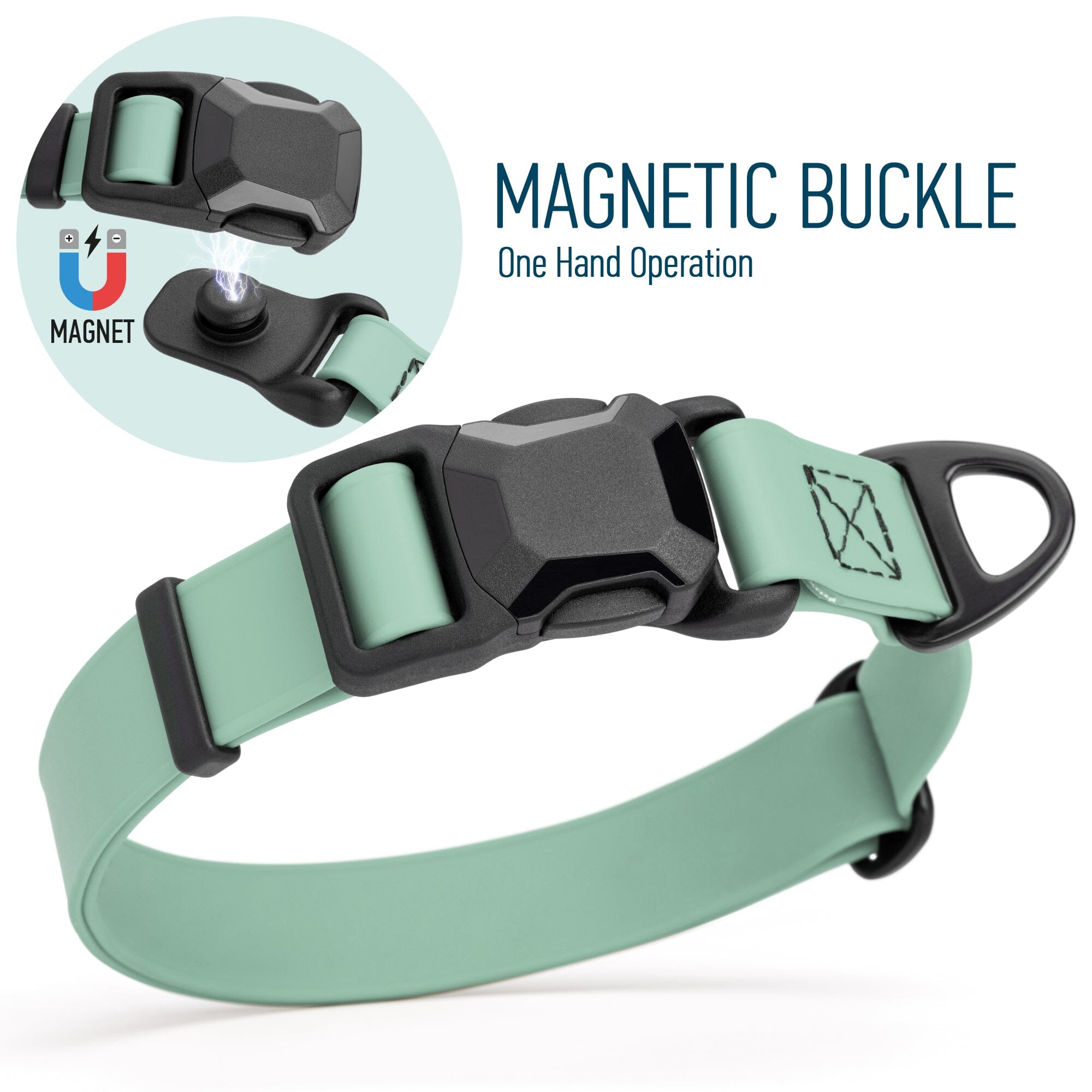 Biothane Waterproof Dog Collar - Magnetic Quick Release Buckle