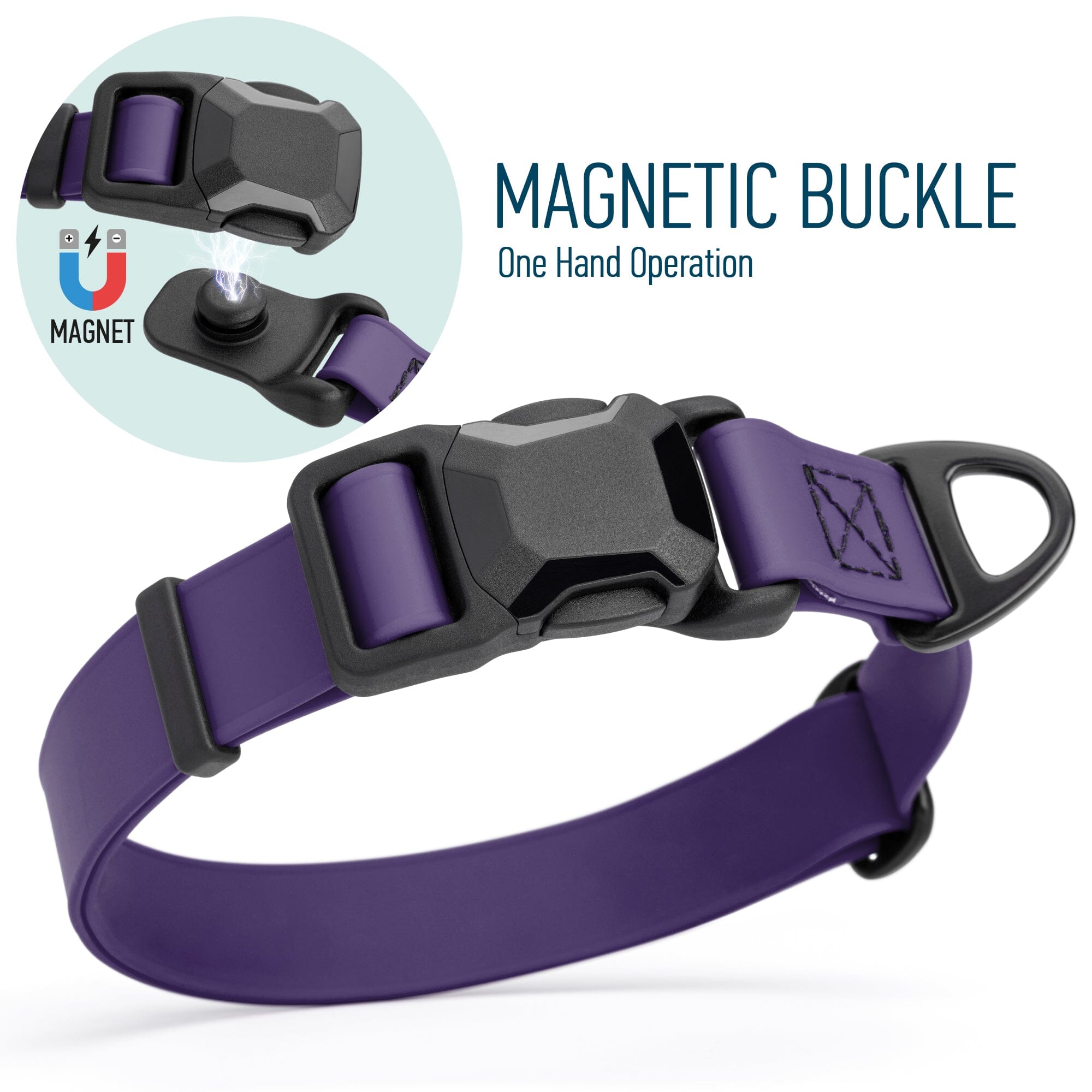 Biothane Waterproof Dog Collar - Magnetic Quick Release Buckle