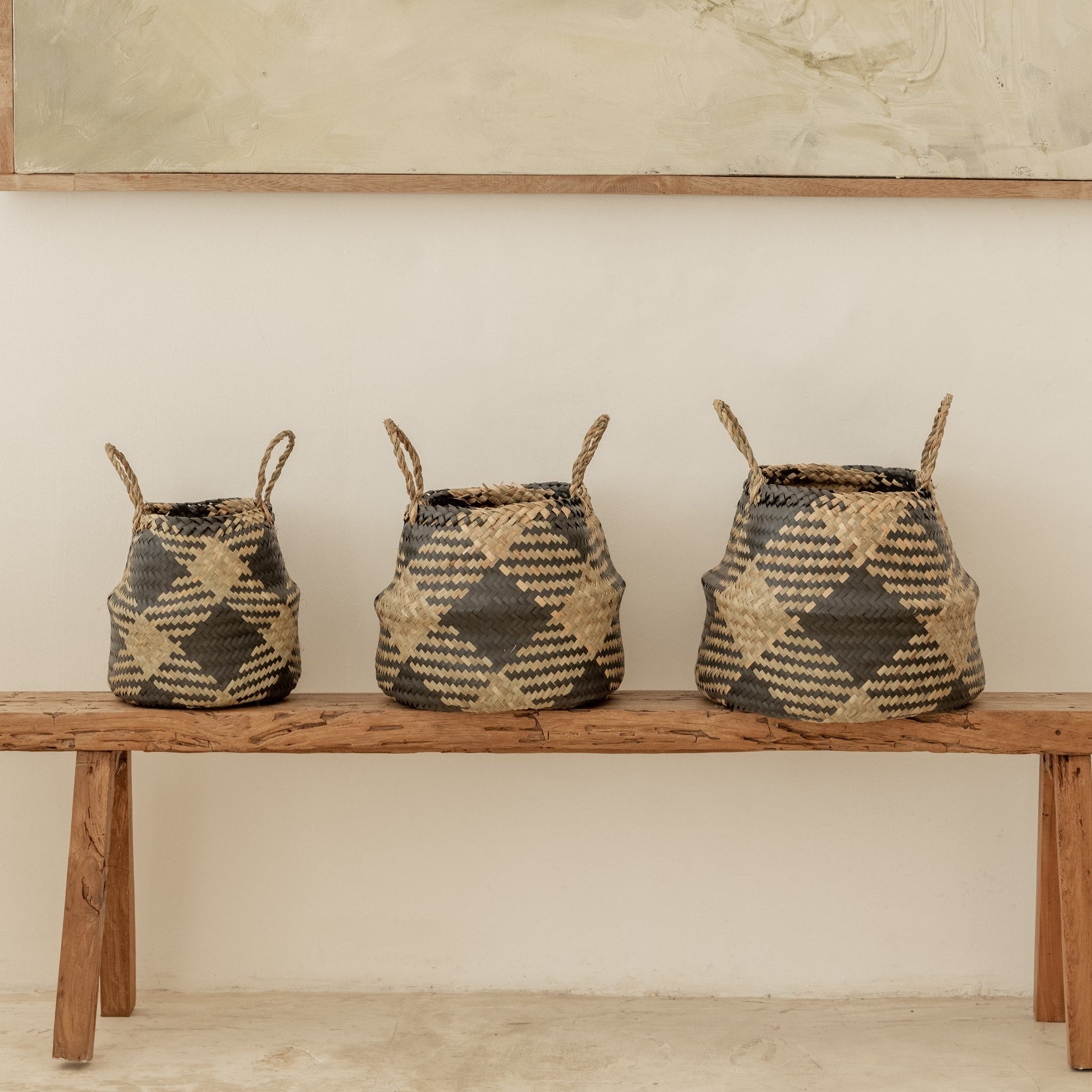 Plaid Woven Storage Basket