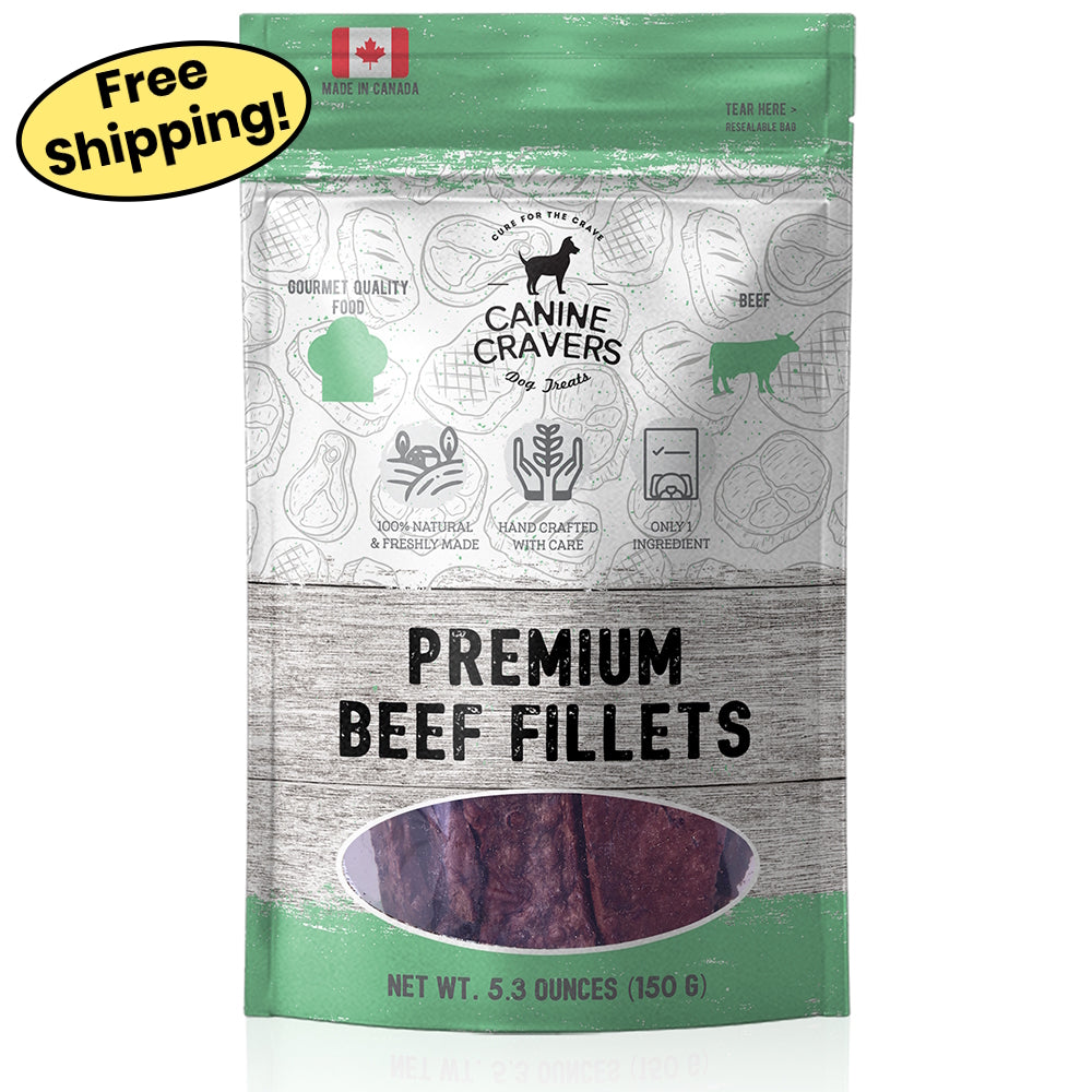 Premium Beef Fillets – Canine Cravers Dog Treats - 5.3 oz