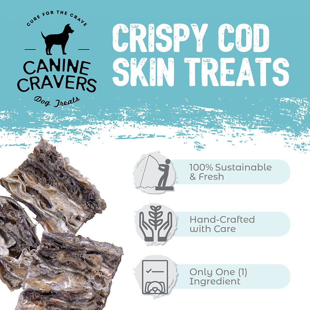 Crispy Cod Skins – Canine Cravers Dog Treats - 4 oz