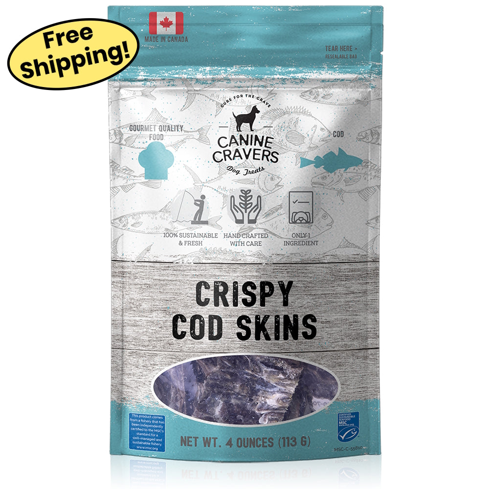 Crispy Cod Skins – Canine Cravers Dog Treats - 4 oz
