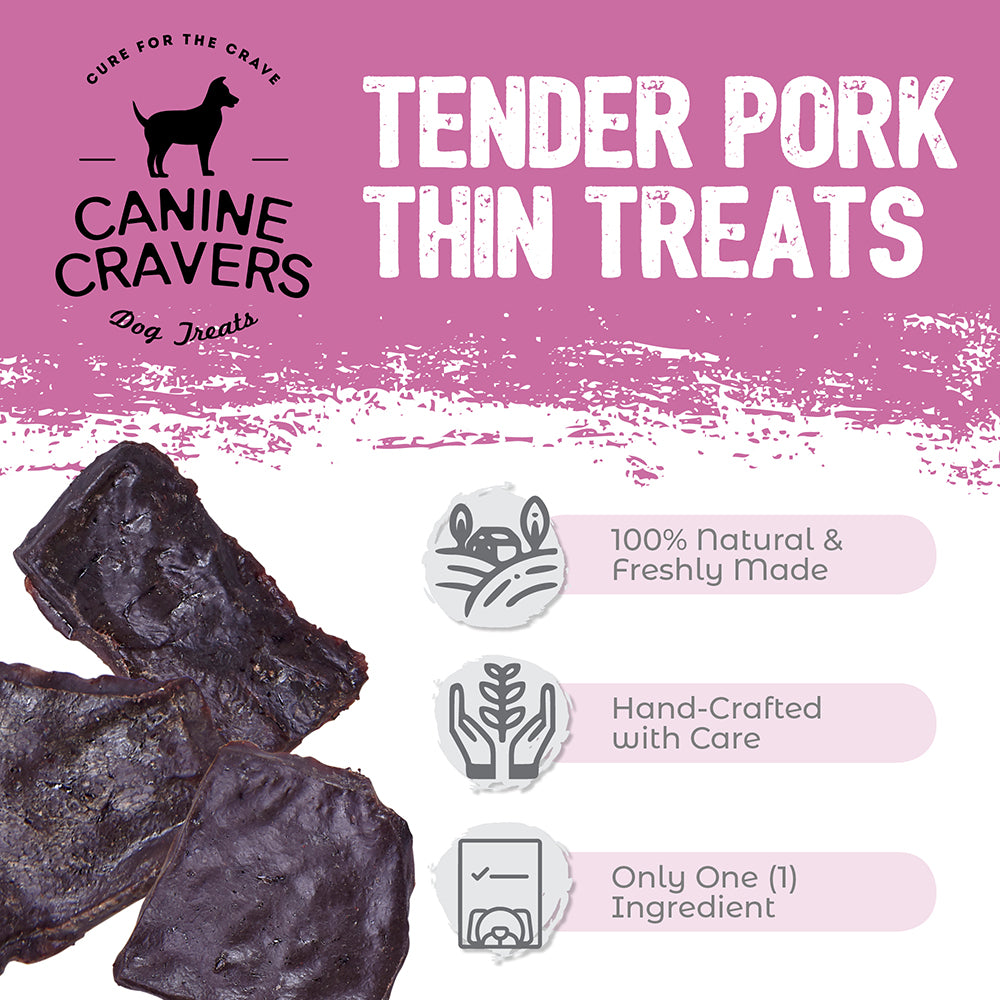 Tender Pork Thins – Canine Cravers Dog Treats - 5.3 oz